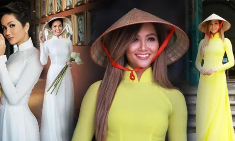 H'Hen Niê nhuộm tóc nâu vàng diện áo dài duyên dáng, nhan sắc rạng rỡ khiến fan không thể rời mắt